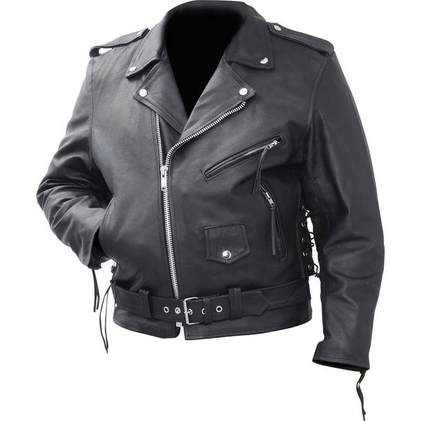 Budget Basic Solid Genuine Cowhide Leather Classic Motorcycle Jacket