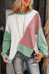 Colorblock Stitching Irregular Hem Long Sleeve Top Jimmy Lee Leathers Club Vest