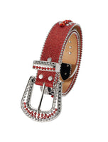 Premium Strap Red Biker Bling Rhinestones Diamond Belts