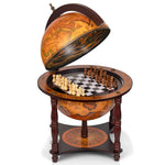 13" Diameter Globe with 57pc Chess and Checkers Set