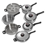 World's Finest 7-Ply Steam Control T304 Stainless Steel Cookware Set, 17 Pieces.