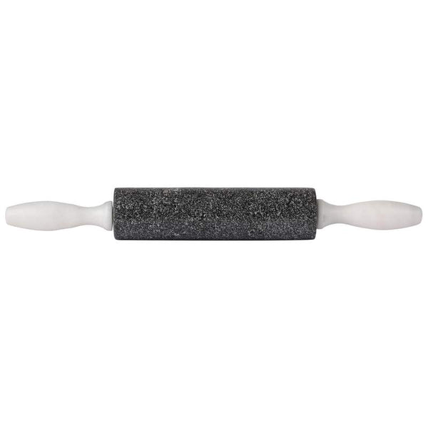 HealthSmart 16" (total length) 8" Charcoal colored Granite Rolling Pin with white Marble Handles.