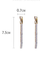 Long chain  cz zipper dangle earrings Jimmy Lee Leathers Club Vest