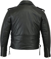 MEN'S CLASSIC SIDE LACE POLICE STYLE M/C JACKET XS-12X Jimmy Lee Leathers Club Vest