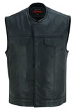 MEN’S PREMIUM PERFORATED SINGLE BACK PANEL CONCEALMENT VEST W/O COLLAR Jimmy Lee Leathers Club Vest