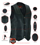 MEN'S SINGLE BACK PANEL CONCEALED CARRY VEST (BUFFALO NICKEL HEAD SNAPS) Jimmy Lee Leathers Club Vest