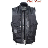 Men's Naked Cowhide CCW Pocket With Jacket Zipper And Snap Vest by Club Vest Jimmy Lee Leathers Club Vest