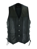 Mens Ten Pockets Plain Leather Vest With Gun Pockets by Jimmy Lee Leathers Jimmy Lee Leathers Club Vest
