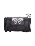 Motorcycle Sissy Bar Bag Trunk with Night reflective Skulls Jimmy Lee Leathers Club Vest