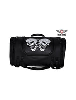 Motorcycle Sissy Bar Bag Trunk with Night reflective Skulls Jimmy Lee Leathers Club Vest
