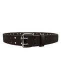 Brown Dual Hole Punched Motorcycle Leather Biker Belt