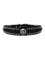 Black Motorcycle Leather Biker Belt With Studs and Texas Star
