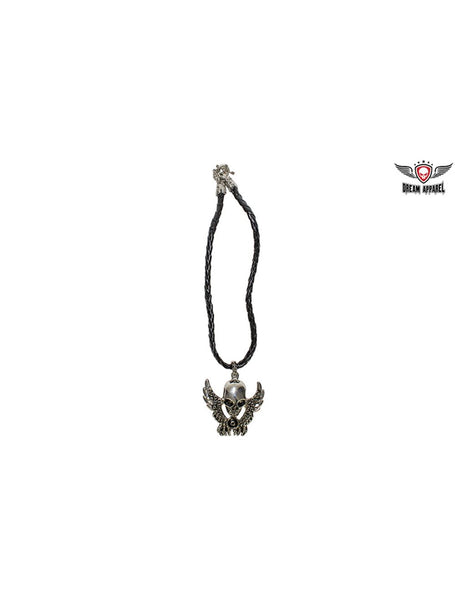 Pewter Flying Skull Pendent Jimmy Lee Leathers Club Vest