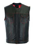 Riders Triple Red Thread Club Vest, Concealed Gun Pockets, Red Lining size 58 SAMPLE CLOSEOUT