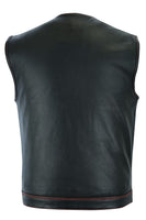 Riders Triple Red Thread Club Vest, Concealed Gun Pockets, Red Lining by Jimmy Lee Leathers Jimmy Lee Leathers Club Vest