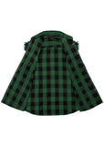 Men's Sleeveless Flannel Shirt Black & Green Sleek Design Cotton Shirt Frayed Sleeves