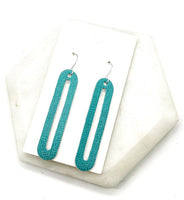 Turquoise Teal Oval Leather Statement Earrings Jimmy Lee Leathers Club Vest