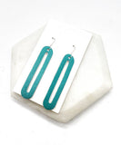 Turquoise Teal Oval Leather Statement Earrings Jimmy Lee Leathers Club Vest