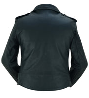 WOMEN'S CLASSIC PLAIN SIDE FITTED M/C STYLE JACKET Jimmy Lee Leathers Club Vest
