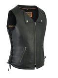 WOMEN'S FASHIONABLE LIGHTWEIGHT SNAPDOWN COLLAR MOTORCYCLE VEST Jimmy Lee Leathers Club Vest