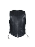 Womens Cowhide Leather Motorcycle 7 Pockets Vest CCW Side Laces by Jimmy Lee Leathers Jimmy Lee Leathers Club Vest