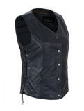 Womens Leather Vest w/ Concealed Carry & Side Laces 5-snaps on front by Jimmy Lee Leathers Jimmy Lee Leathers Club Vest