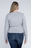 Plus Classic Ribbed Round Neck Long Sleeve