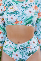 TWO PIECE FLORAL PRINTS LONG SELEEVES