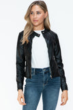 Snobbish PU Leather Zip Up Jacket with Pockets