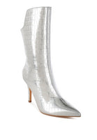 Kultrus Croco Stiletto Heel Mid-Calf Boots