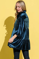 And The Why Fringe Detailed Velvet Shirt Dress