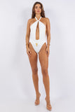 ONE PIECE BATHING SUIT DEEP OPEN WITH BELT ON WAIS