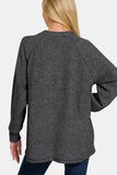 Zenana Full Size Brushed Melange Hacci High-Low Sweater