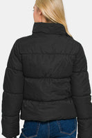 Zenana Zip Up Turtleneck Puffer Jacket with Pockets