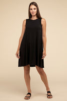 Sleeveless Flared Dress with Side Pockets