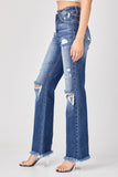 Risen Full Size Raw Hem Distressed Straight Jeans