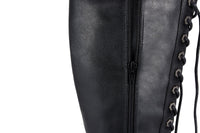 Women's Knee High Laced Boots with Zipper on Side
