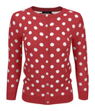 Polka Dot Jacquard 3/4 Sleeve Sweater Cardigan