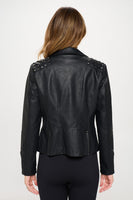 Coalition LA Studded Classic Moto Faux Leather Jacket