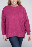 Plus Brushed Melange Drop Shoulder Sweater