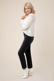 Variegated rib V neck sweater