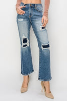 Risen Full Size High Rise Distressed Ankle Flare Jeans