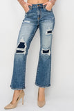 Risen Full Size High Rise Distressed Ankle Flare Jeans
