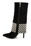 Mike Drop Diamante & Rhinestones Denim Boots