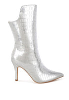 Kultrus Croco Stiletto Heel Mid-Calf Boots