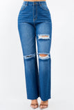 American Bazi High Waist Distressed Wide Leg Jeans