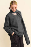 Davi & Dani V-Neck Dropped Shoulder Sweater with Scarf Set