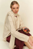 Davi & Dani V-Neck Dropped Shoulder Sweater with Scarf