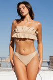 TWO PIECE TUBE TOP WITH RUCHED RUFFLE BIKINI