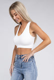 Ribbed Cropped Racerback Tank Top